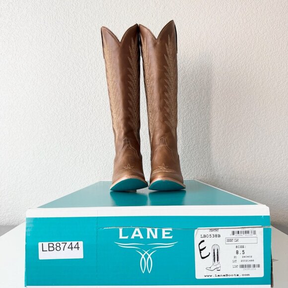 Lane JENTRY Knee High Womens Cowboy Boots 8.5 Brown Leather Western Cowgirl Tall - Picture 10 of 11